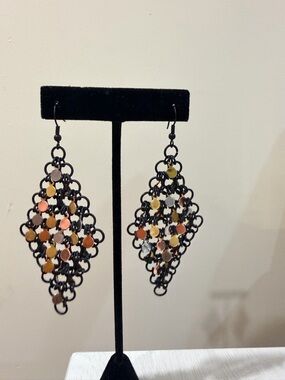 Multicolor Disc Lattice Drop Earrings - Women Jewelry
